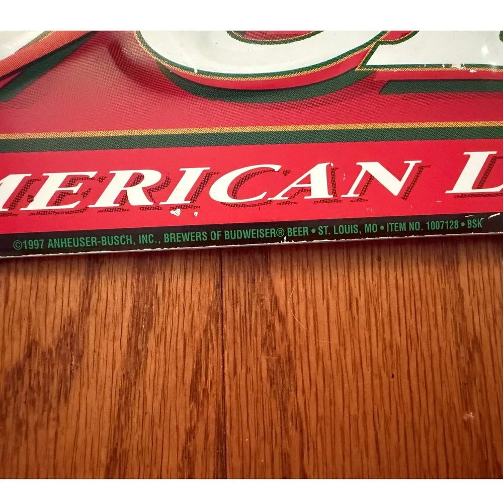 VINTAGE BUDWEISER LIZARDS FROG METAL SIGN 31 in X 9 in